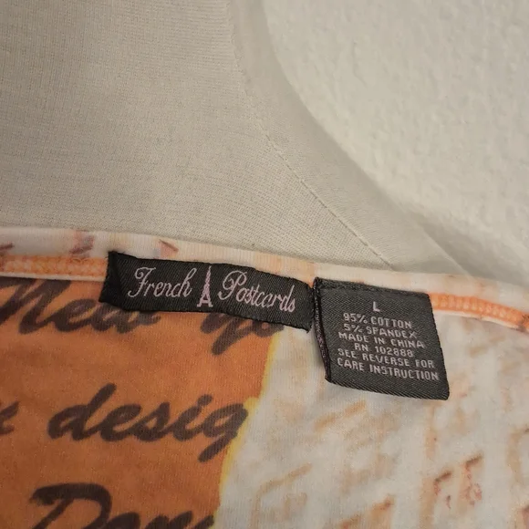 French Postcatds Scenic Novelty Print Long Sleeve Top Soft Womens Size L - Picture 2 of 12